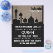 Burlap Mosque Silhouette, Islamic Teaching Advert Flyer (Enkel)