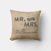 Burlap Mr. en Mrs. Forever en Altijd Kussen (Voorkant)