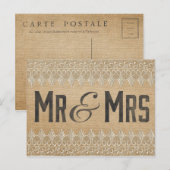 Burlap Mr & Mrs Briefkaart (Voorkant / Achterkant)