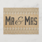  Burlap Mr & Mrs Briefkaart (Voorkant)