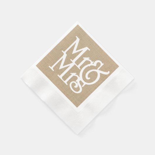 Burlap Mr & Mrs Paper Napkins Servet (Hoek)