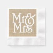 Burlap Mr & Mrs Paper Napkins Servet (Voorkant)