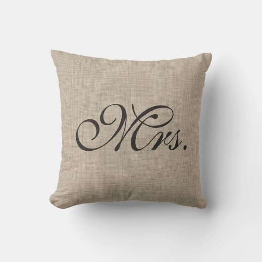 Burlap Mrs Pillow Kussen (Voorkant)