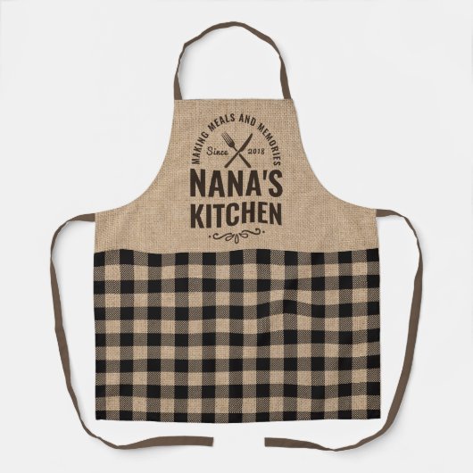Burlap Nana Kitchen Gift Grandmas Rustic Schort (Voorkant)
