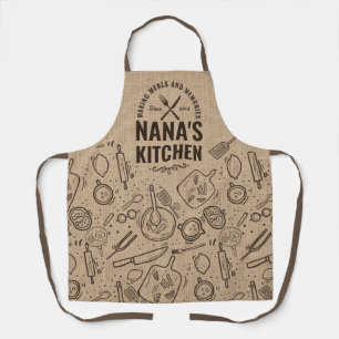 Burlap Nana Kitchen Grandmas Birthday Gift Baking  Schort