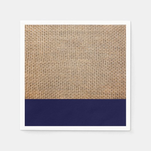 Burlap & Navy blauw Servetten (Voorkant)