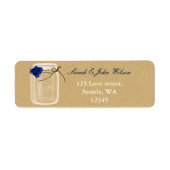 burlap navy blue roos mason jar address label (Voorkant)