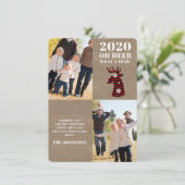 Burlap Oh Deer Plaid Snowflakes Photo Feestdagenkaart (Staand voorkant)