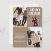 Burlap Oh Deer Plaid Snowflakes Photo Feestdagenkaart (Voorkant)