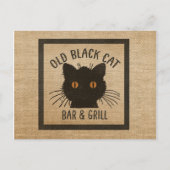Burlap Old Black CAt Bar en grill Briefkaart (Voorkant)