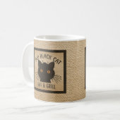 Burlap Old Black CAt Bar en grill Koffiemok (Voorkant links)