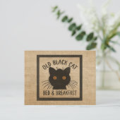 Burlap Old Black Cat Bed Breakfast Briefkaart (Staand voorkant)