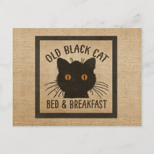 Burlap Old Black Cat Bed Breakfast Briefkaart