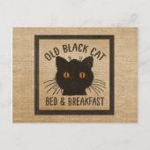 Burlap Old Black Cat Bed Breakfast Briefkaart (Voorkant)