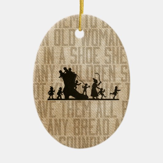 Burlap Oude Vrouw Lived Shoe Nursery Rhyme Keramisch Ornament (Voorkant)