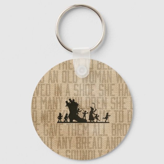 Burlap  Oude Vrouw Lived Shoe Nursery Rhyme Sleutelhanger (Voorkant)