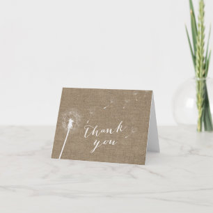 Burlap Paardenbloem Baby shower Dank u kaarten