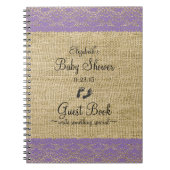 Burlap Paars Afbeelding Baby shower Guest Book Notitieboek (Voorkant)