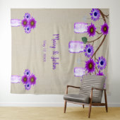 Burlap Paars Floral Mason Jars Foto: achtergrond Wandkleed (In Situ (horizontaal))