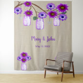 Burlap Paars Floral Mason Jars Foto: achtergrond Wandkleed (In situ)