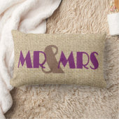 Burlap paars : mevrouw bruiloft decoratief kussens (Deken)