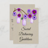 Burlap Paarse Bloemen Mason Jar Veiligheidsmaatreg Informatiekaartje (Voorkant / Achterkant)