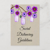 Burlap Paarse Bloemen Mason Jar Veiligheidsmaatreg Informatiekaartje (Voorkant)