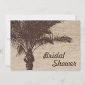 Burlap Palm Tree Brown Bridal Shower Invitations Kaart (Voorkant)