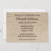 Burlap Palm Tree Brown Bridal Shower Invitations Kaart (Achterkant)