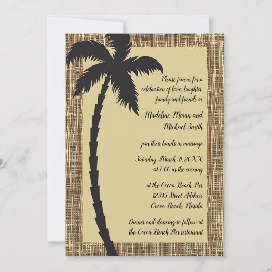 Burlap Palm Tree - Weddenschap Kaart (Voorkant)