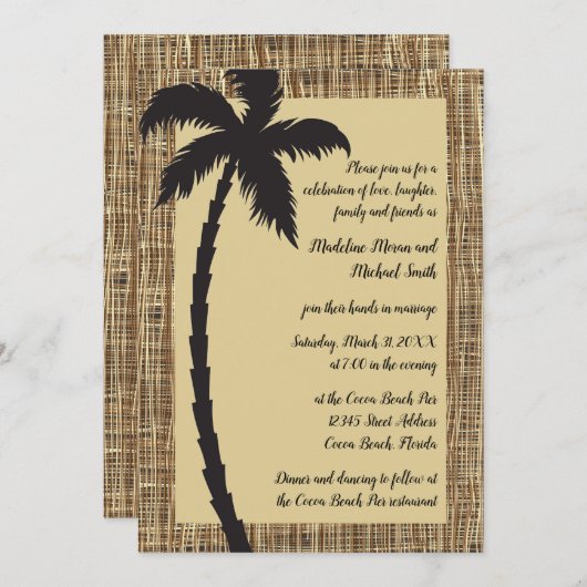 Burlap Palm Tree - Weddenschap Kaart (Voorkant / Achterkant)