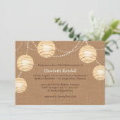 Burlap Party Lantern Baby shower Invitation Kaart (Staand voorkant)