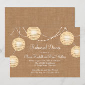 Burlap Party Lantern Rehearsal Dinner Invitation Kaart (Voorkant / Achterkant)