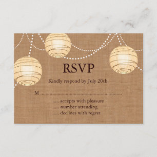 Burlap Party Lantern RSVP Kaartje