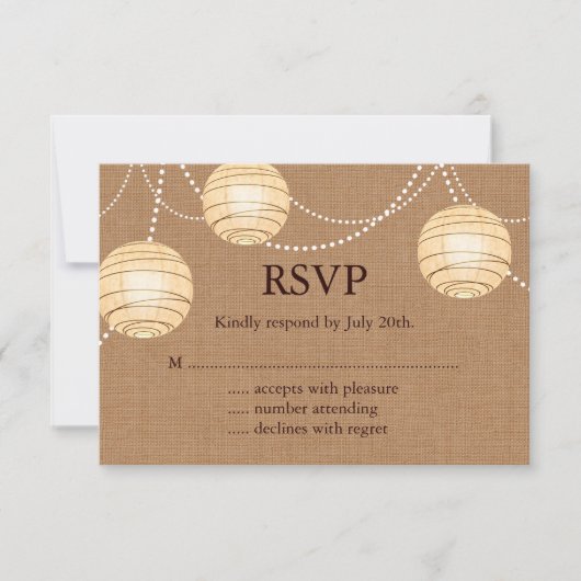 Burlap Party Lantern RSVP Kaartje (Voorkant)