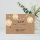 Burlap Party Lantern RSVP Kaartje (Staand voorkant)