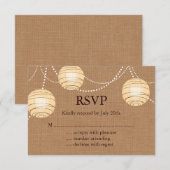 Burlap Party Lantern RSVP Kaartje (Voorkant / Achterkant)