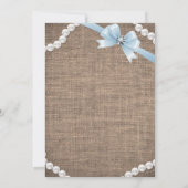 Burlap & Pearls Blue Bow Etnische Baby Boy Douche Kaart (Achterkant)