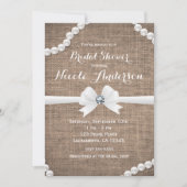 Burlap & Pearls Rustieke Bruiloft Uitnodiging (Voorkant)