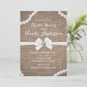 Burlap & Pearls Rustieke Bruiloft Uitnodiging (Staand voorkant)
