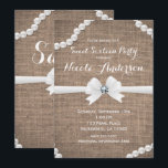 Burlap & Pearls Rustieke Glamour Sweet 16 Party Kaart<br><div class="desc">Burlap & Pearls Rustic Glamour Sweet 16 Party Uitnodigingen. Overeenkomende objecten zijn ook beschikbaar.</div>