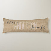 Burlap Personaliseert huwelijksnamen Datum Gift Lichaamskussen (Voorkant)