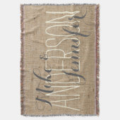 Burlap Persoonlijke bruiloft Bride & Groom's Names Deken (Voorkant Verticaal)