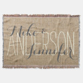 Burlap Persoonlijke bruiloft Bride & Groom's Names Deken (Voorkant)
