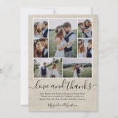 Burlap Photo Collage Wedding Bedankkaart (Voorkant)