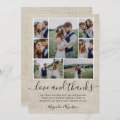Burlap Photo Collage Wedding Bedankkaart (Voorkant / Achterkant)