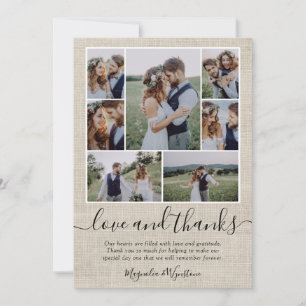 Burlap Photo Collage Wedding Bedankkaart
