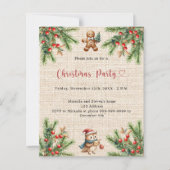 Burlap pine natuurlijke kerstfeest uitnodiging (Voorkant)