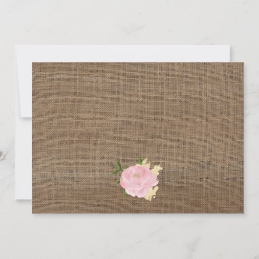 Burlap Pink Flowers Dedication 1st Birthday Party Kaart (Achterkant)