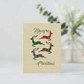 Burlap Plaid Kerstmis rendier postkaart (Staand voorkant)